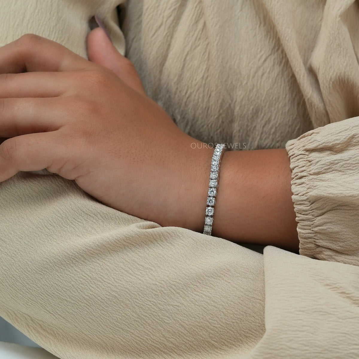 3.50 MM Round Cut Lab Diamond Tennis Bracelet