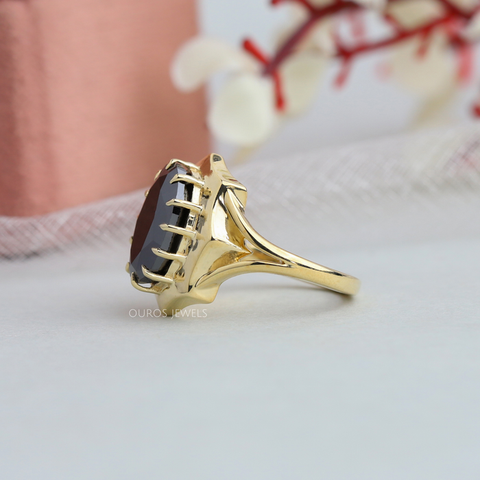 oval solitaire diamond ring in yellow gold metal tone