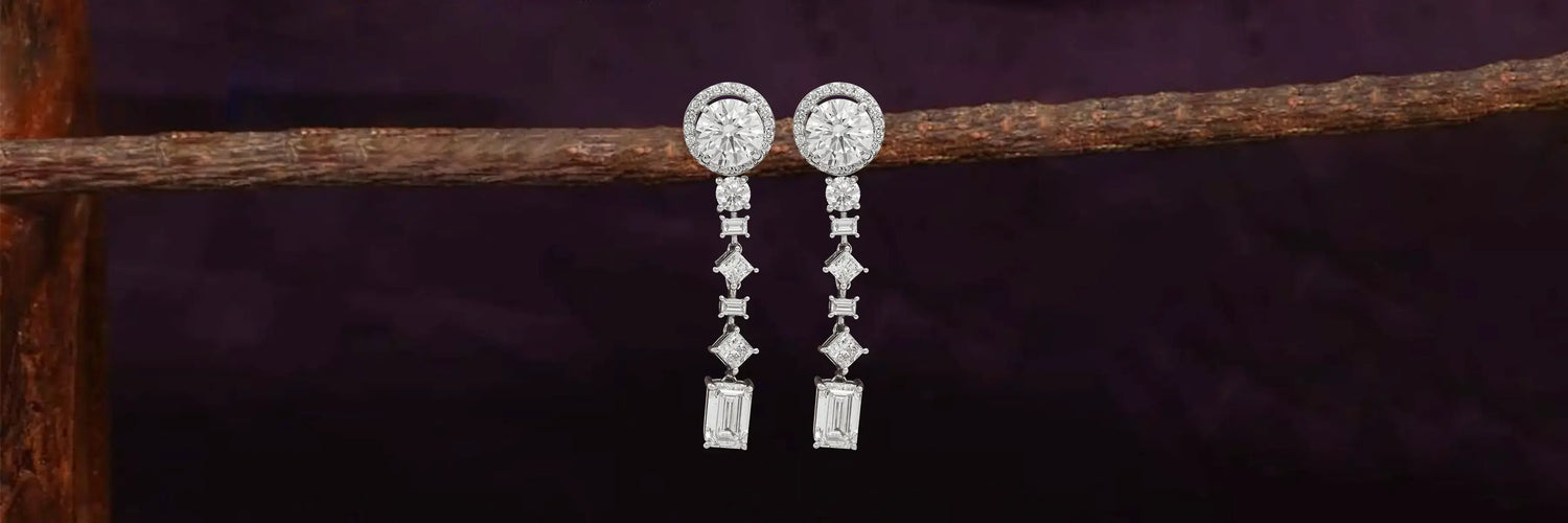 Image showing luxurious lab-grown diamond bridal earrings