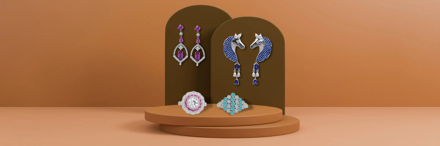 Image showing gorgeous and colorful Gemstone jewelry, crafted with high-quality rubies,sapphires, emeralds and many other gemstones