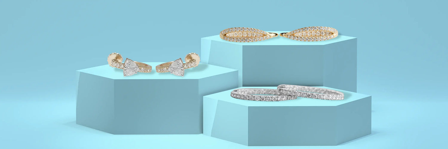 Image showing lab-grown diamond hoop earrings crafted in various metals