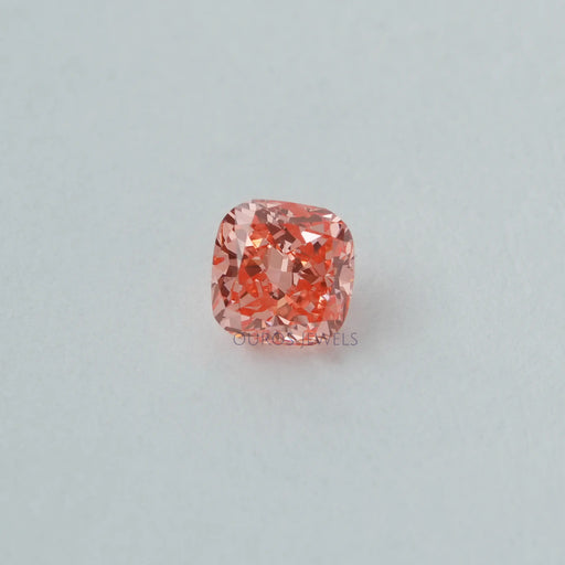 top view of 0.3 ct diamond pink cushion cut lab created diamonds loose