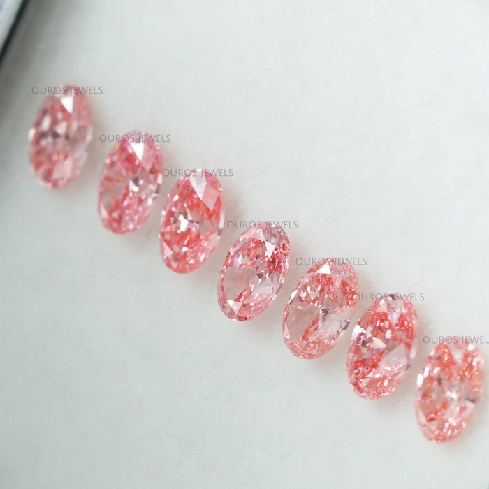 Brilliant 0.31 Carat Each Pink Oval Lab Diamond