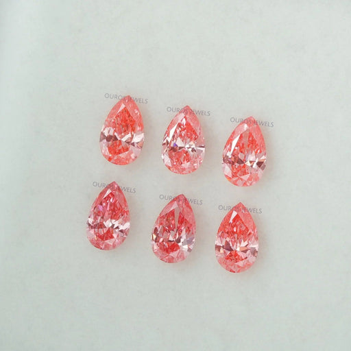 top view 0.31 carat pink tear drop loose lab grown diamonds