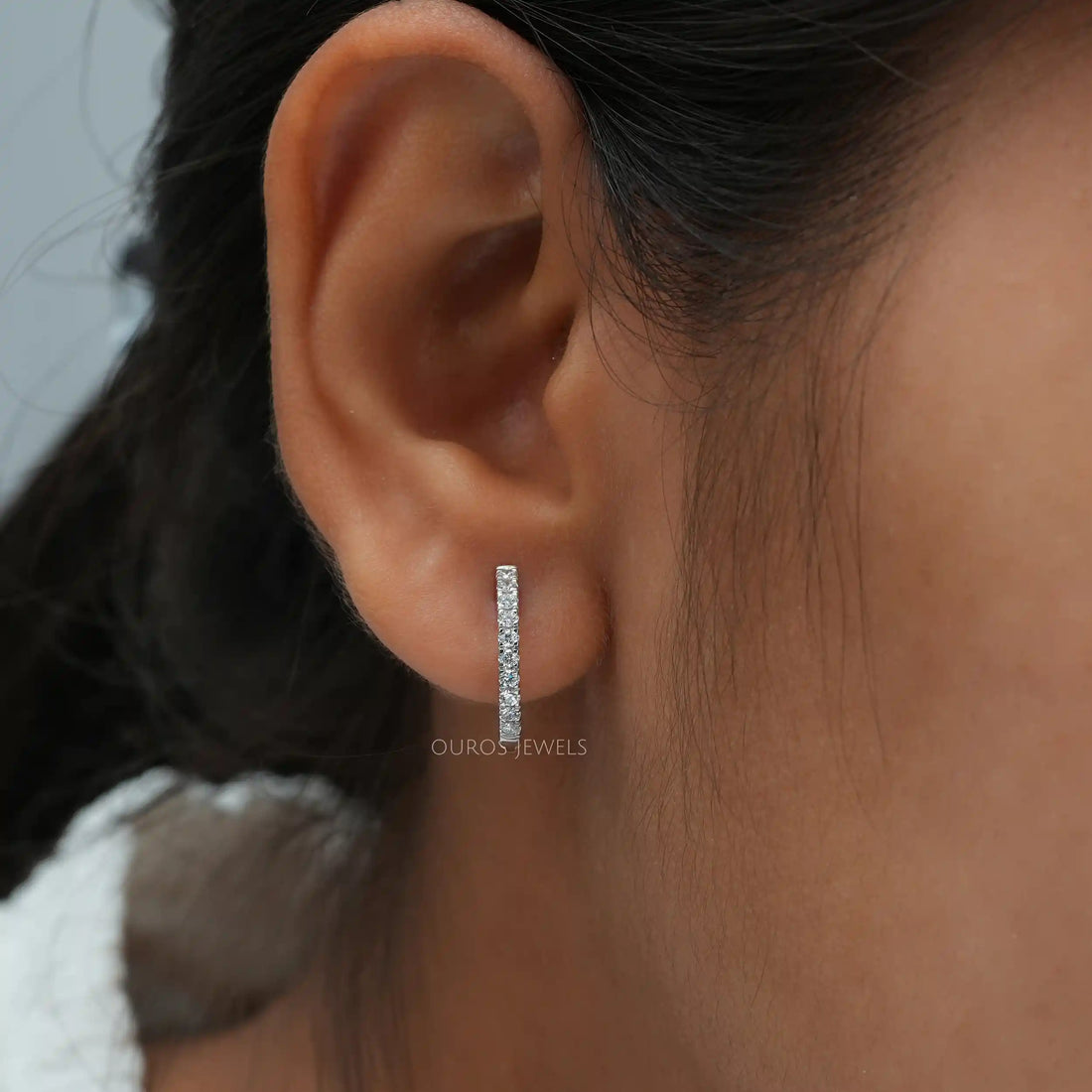 Fancy Color Round Cut Lab Diamond Hoop Earrings Earring