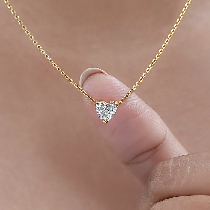 Heart Shaped Diamond Solitaire Pendant