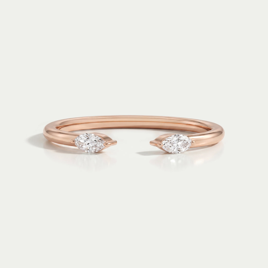 Open Cuff Two Stone Marquise Diamond Dainty Ring Rings