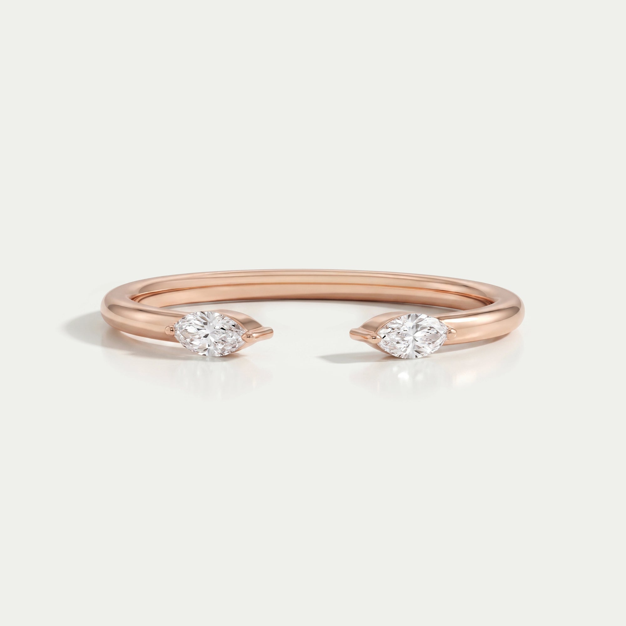Open Cuff Two Stone Marquise Diamond Dainty Ring Rings