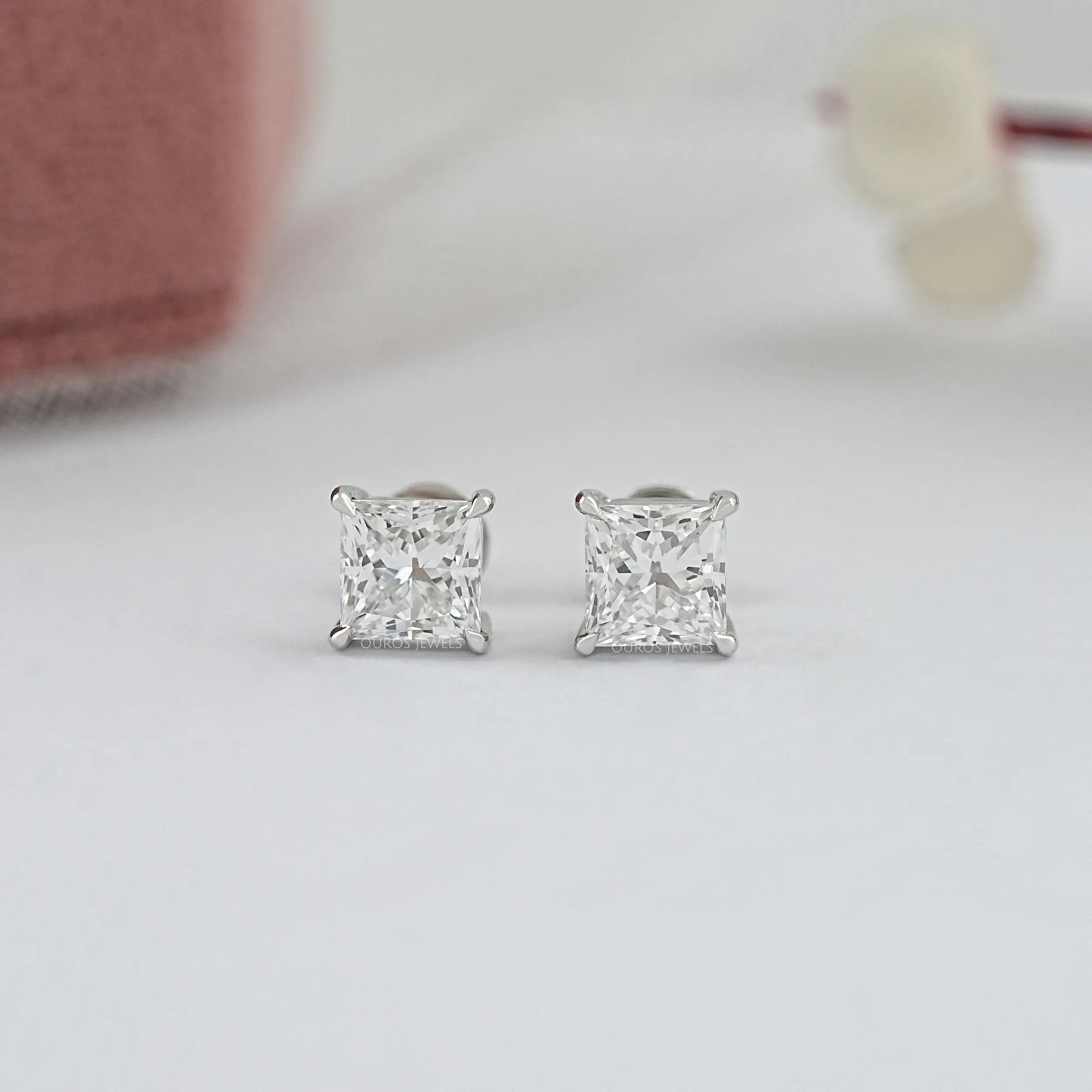 Princess Cut Lab Grown Diamond Stud Earring