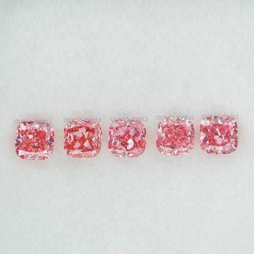 top view of 0.42ct pink cushion cut lab grown diamonds loose