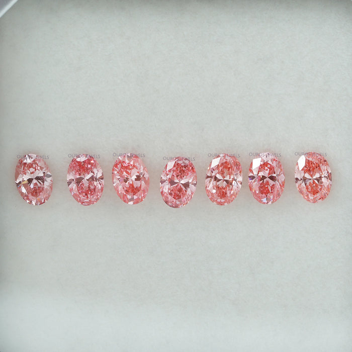 Brilliant 0.31 Carat Each Pink Oval Lab Diamond