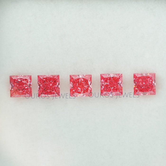 0.52 Carat Each Pink Princess Cut  Lab Diamond