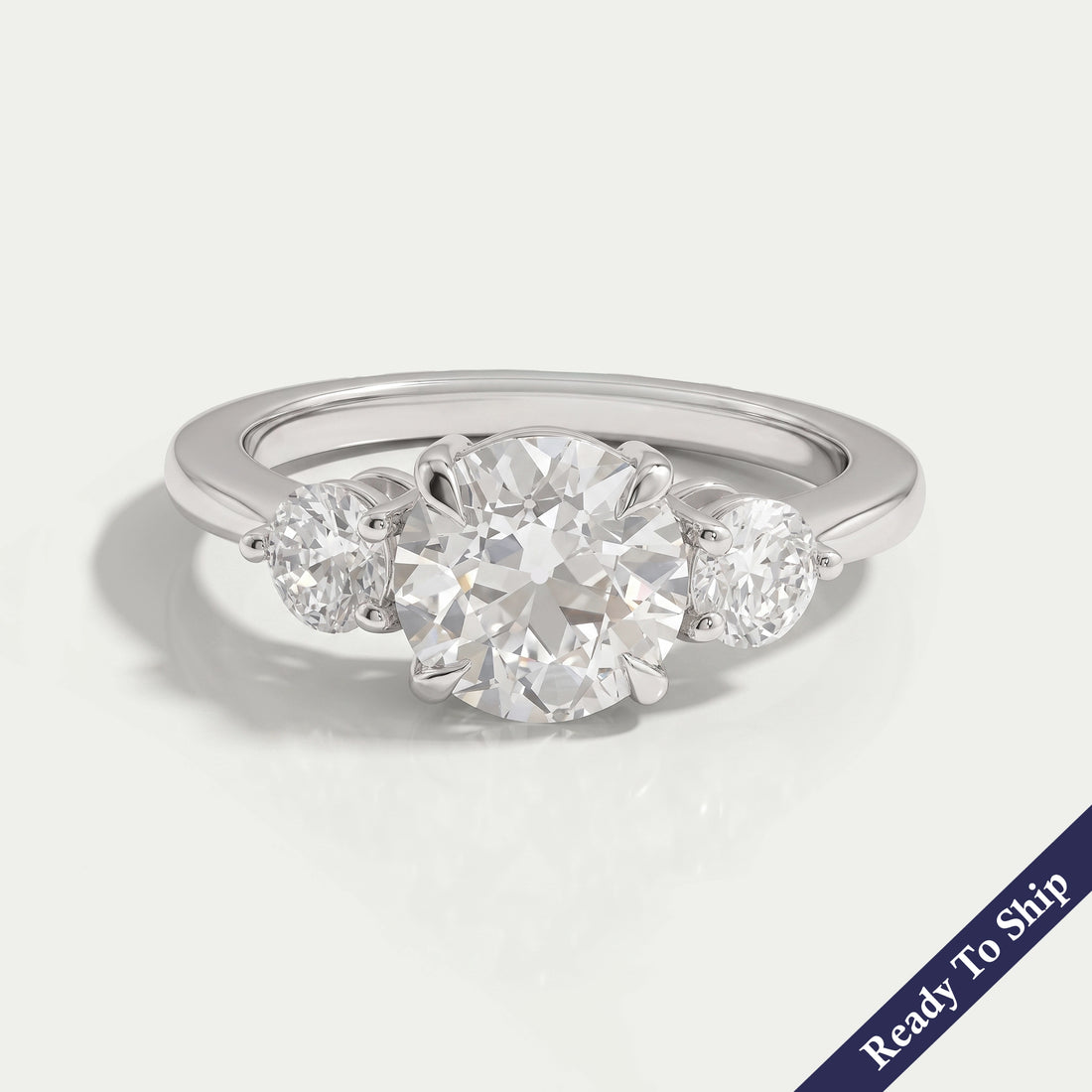 3 Stone Old European Round Diamond Engagement Ring Ring
