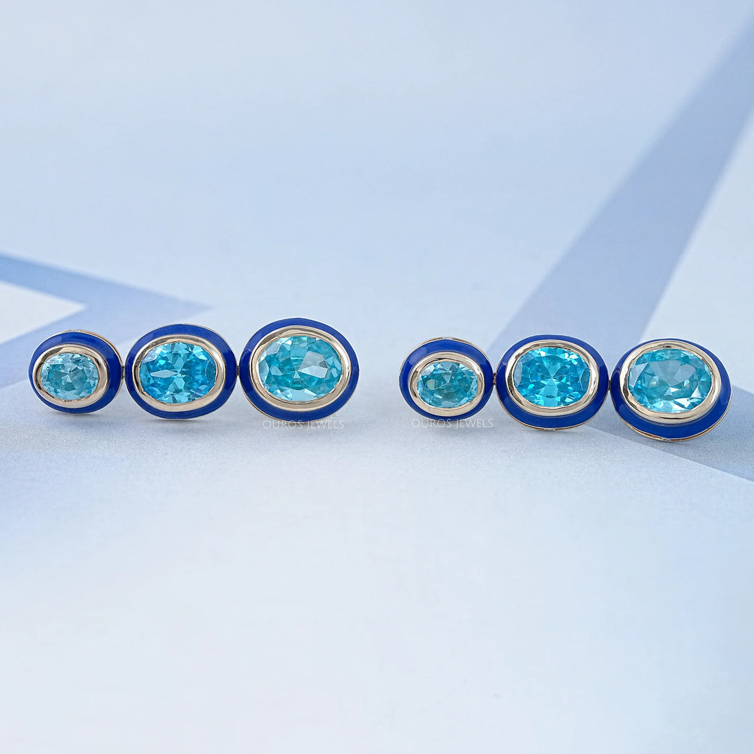 Blue Topaz Oval Gemstone Dangle Earrings Earrings