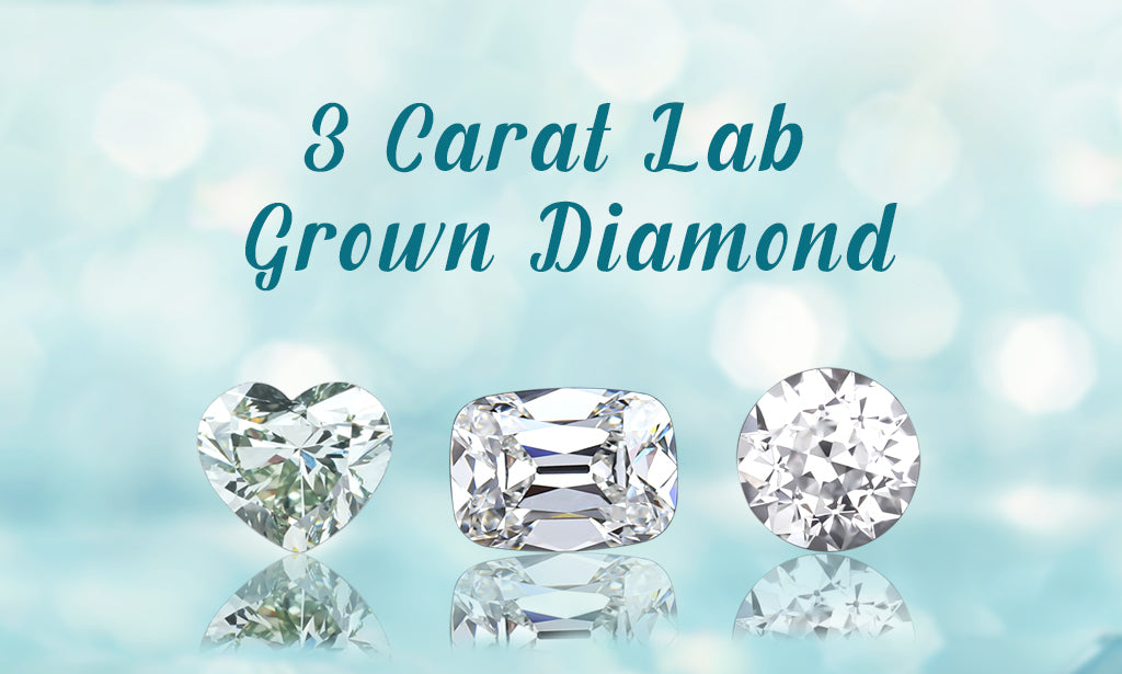 Image showing Premium quality 3-carat lab-grown diamonds, including old cut emerald, Empress cut, and trillion diamonds
