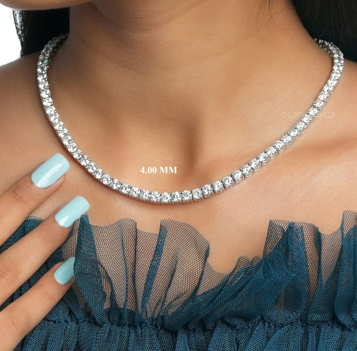 Stunning Round Cut Lab Diamond Tennis Necklace