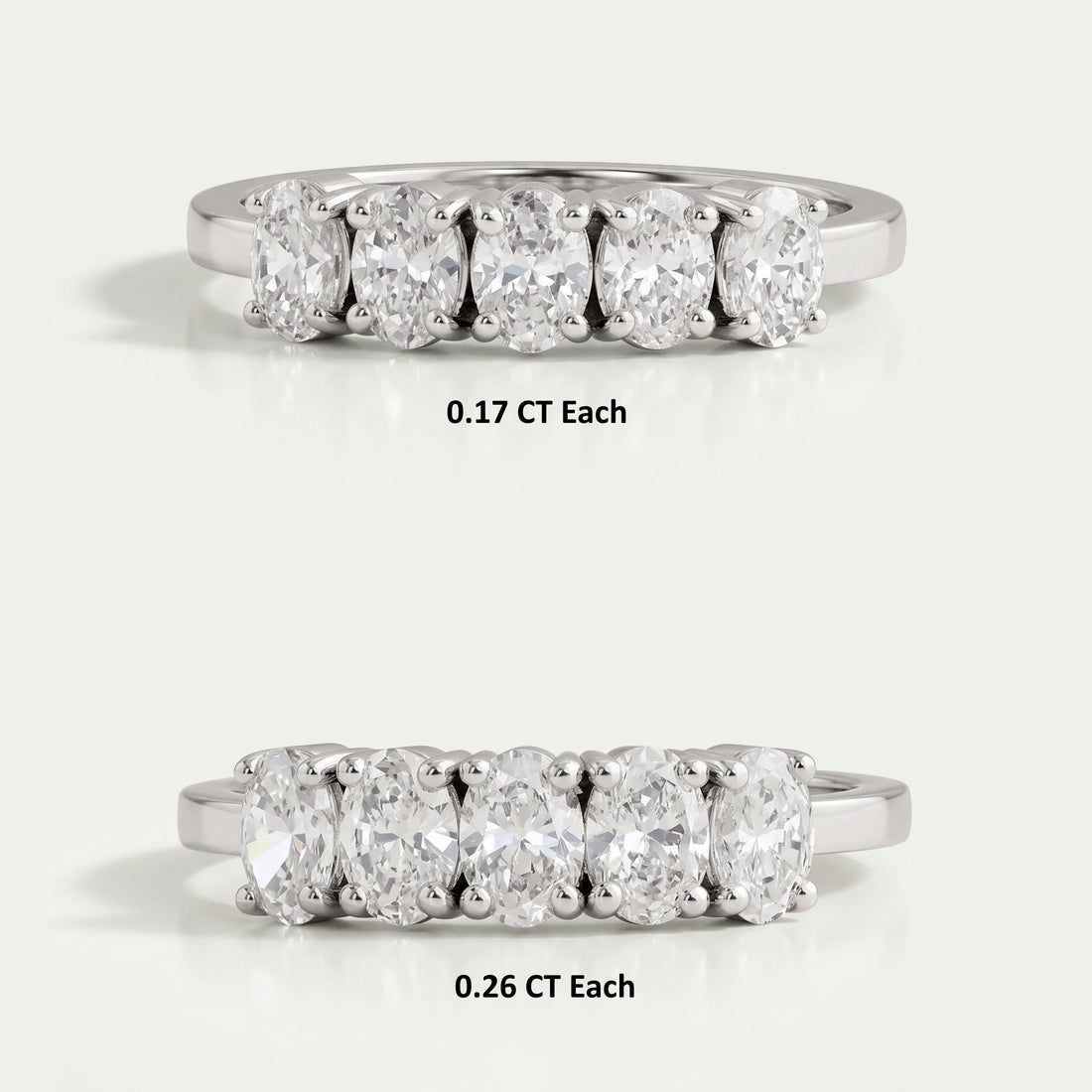Five Stone Oval Cut Lab Grown Diamond Wedding Ring