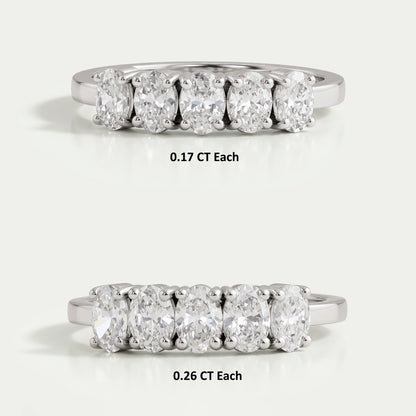 Five Stone Oval Cut Lab Grown Diamond Wedding Ring