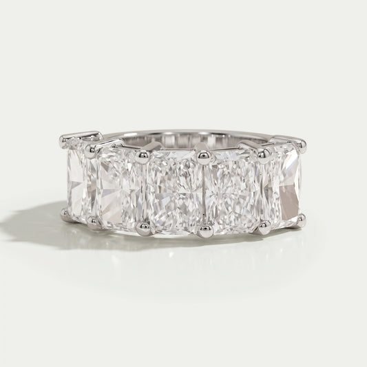 Five Stone Radiant Lab Diamond Wedding Ring 