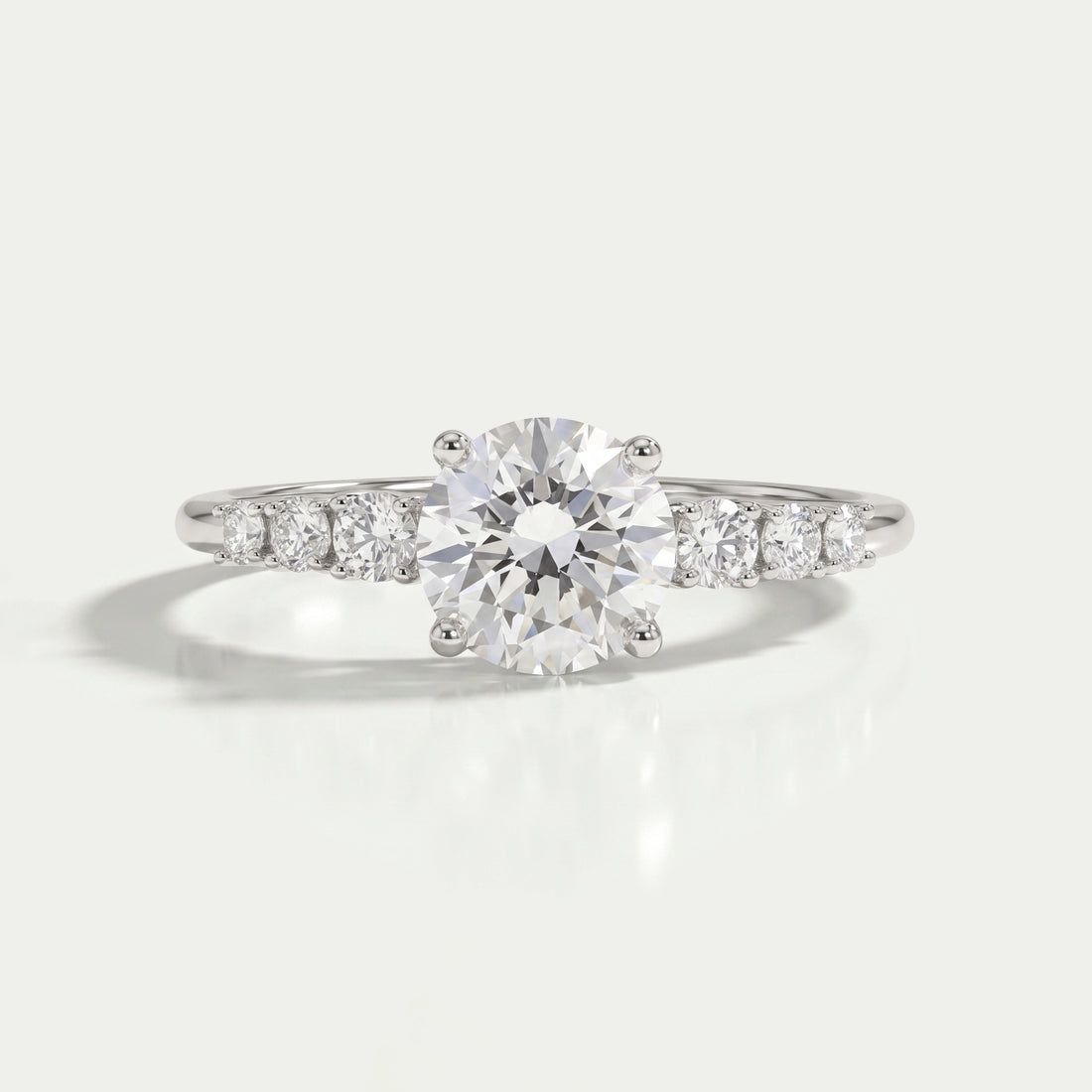 7 Stone Round Cut Solitaire Accent Engagement Ring Ring
