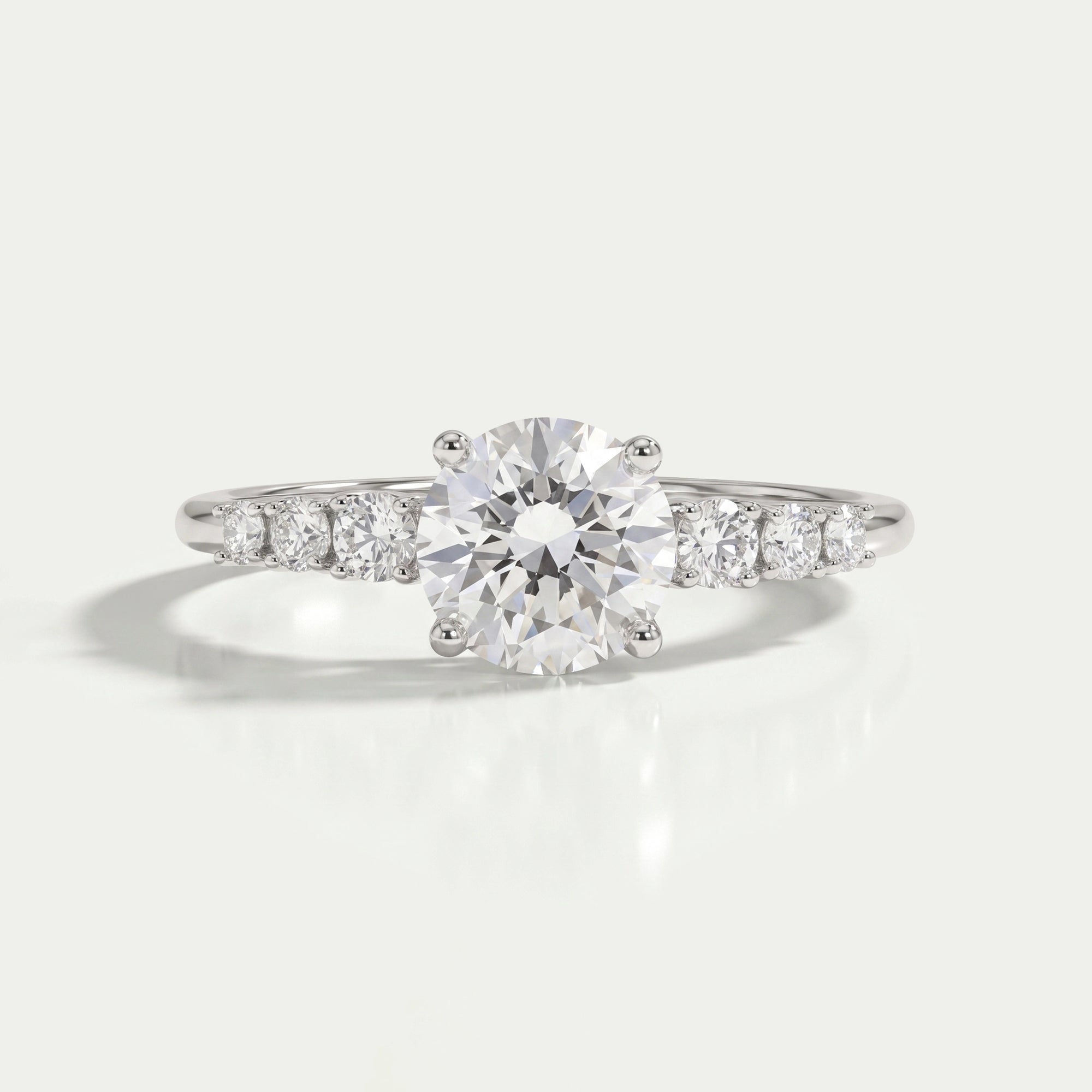 7 Stone Round Cut Solitaire Accent Engagement Ring Ring