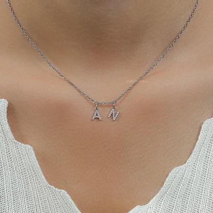 Round Diamond Customize AN Letter Charms Pendant
