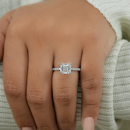 Euro Shank Hidden Halo Princess Cut Diamond Engagement Ring 