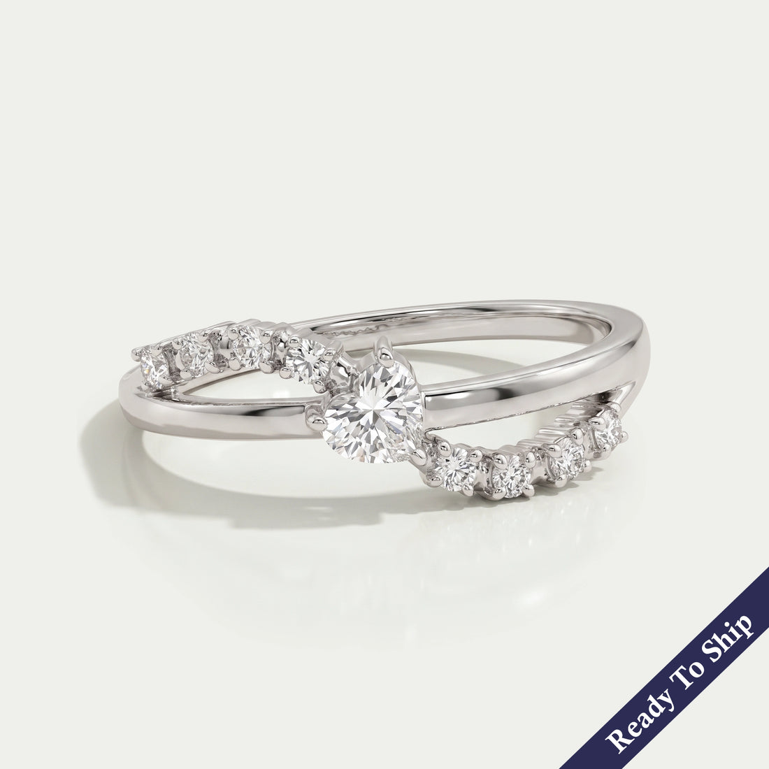 Heart Cut Solitaire Accent Engagement Ring