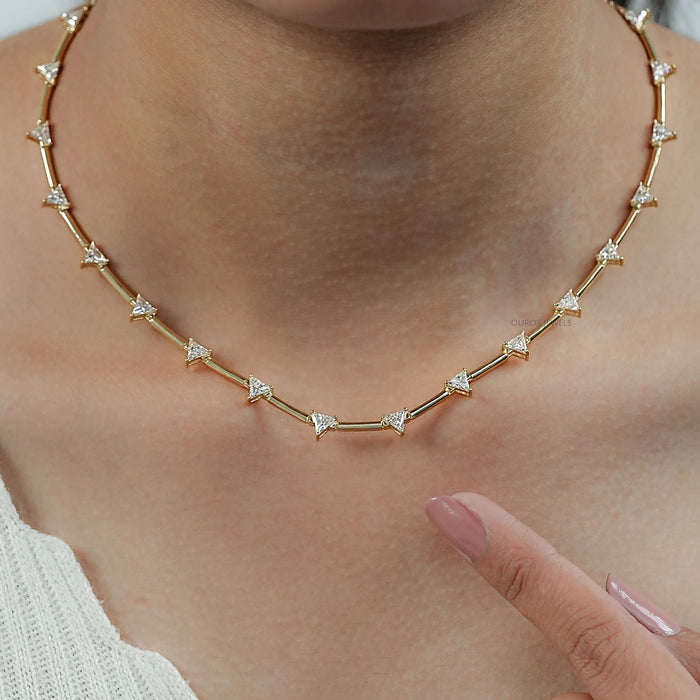 Triangle Cut Bar Chain Necklace