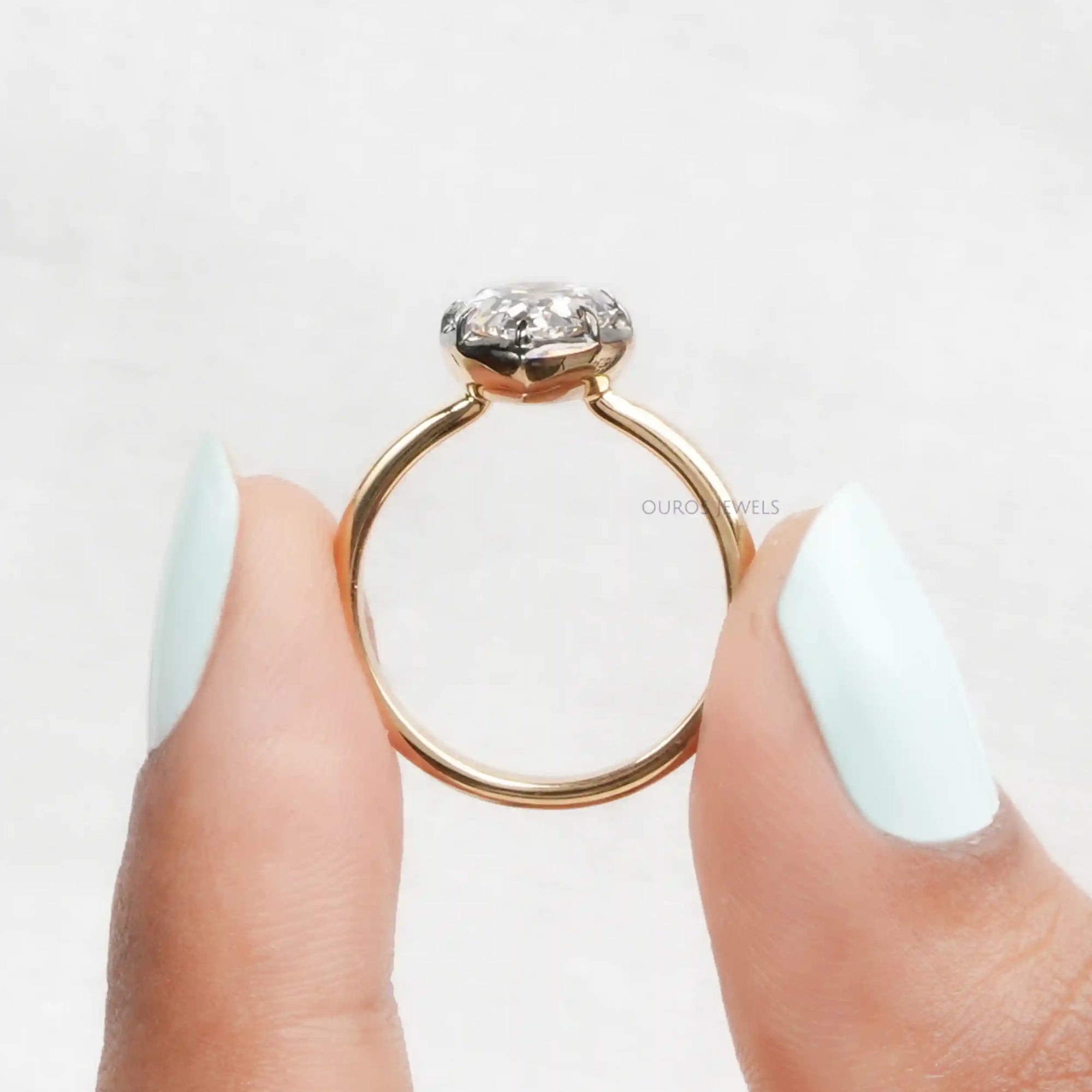 Antique Old Cut Pear Shaped Solitaire Diamond Engagement Ring Rings