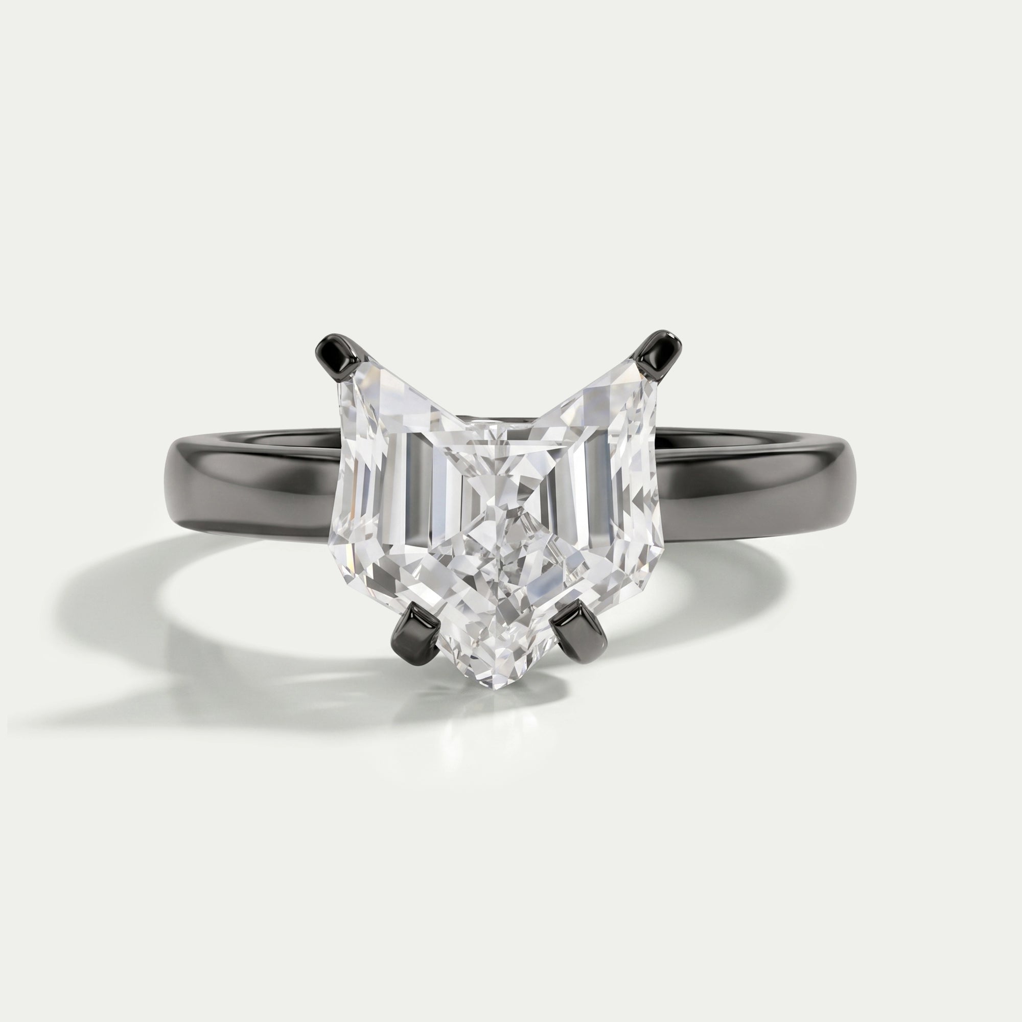 Antique Shape Cat Cut Lab Diamond Solitaire Ring Ring