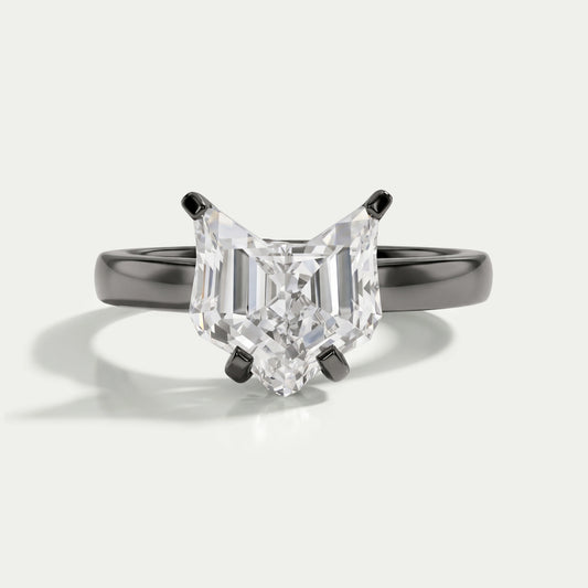 Antique Shape Cat Cut Lab Diamond Solitaire Ring Ring