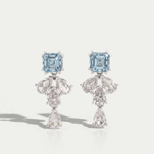 Aquamarine And Diamond Drop Earrings Earrings