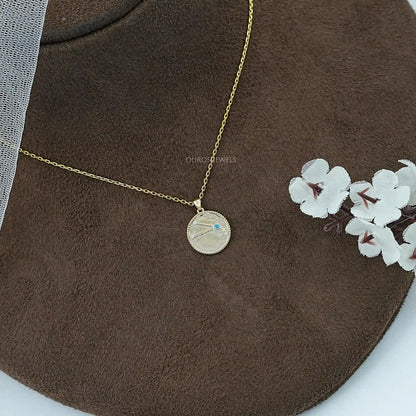 Aries Zodiac Blue Topaz Gemstone Pendant