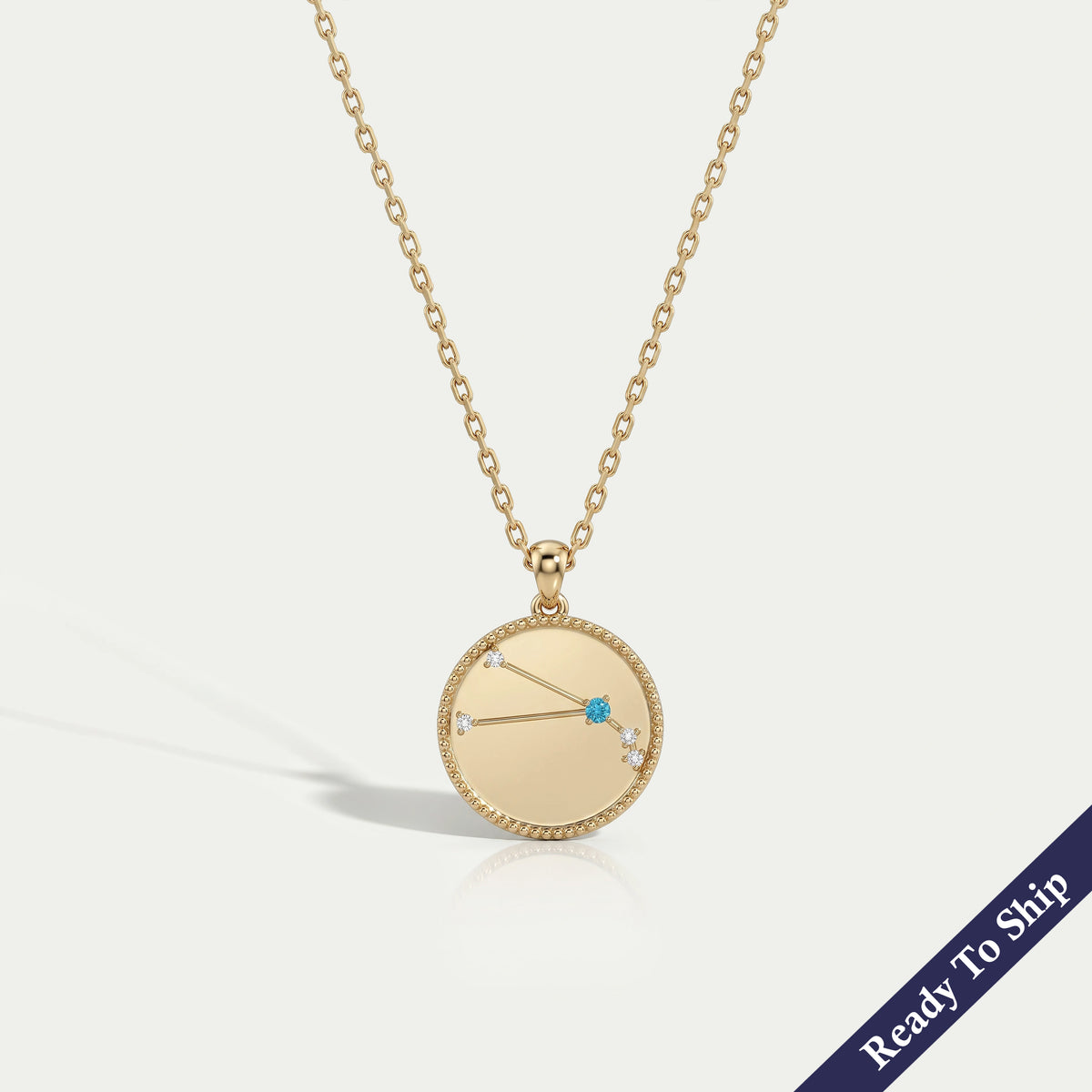 Aries Zodiac Blue Topaz Gemstone Pendant