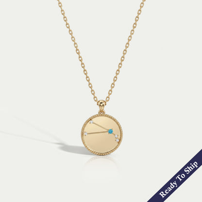 Aries Zodiac Blue Topaz Gemstone Pendant
