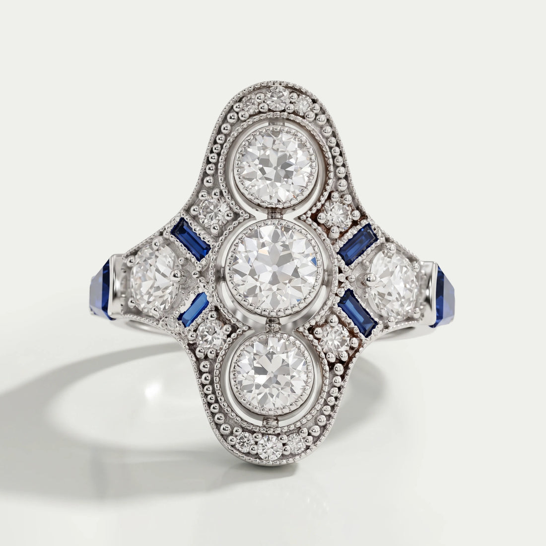 Art Deco Old European Round Cut Engagement Ring Ring