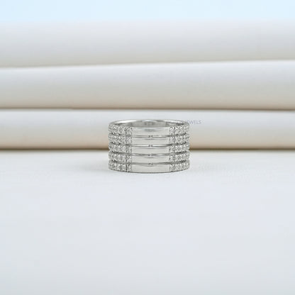 Old Mine Cushion Cut Lab Diamond Triple Band Ring 