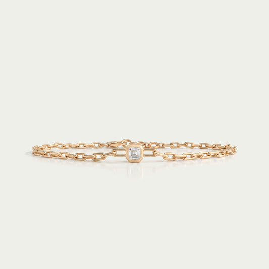 Asscher Cut Lab Grown Diamond Bezel Set Chain Bracelet
