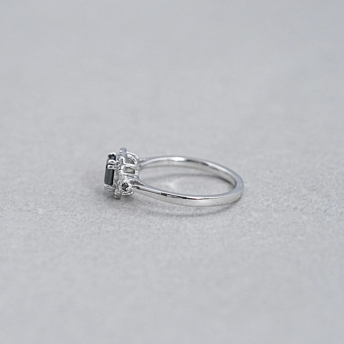 Asscher Cut Black Diamond Halo Ring Ring