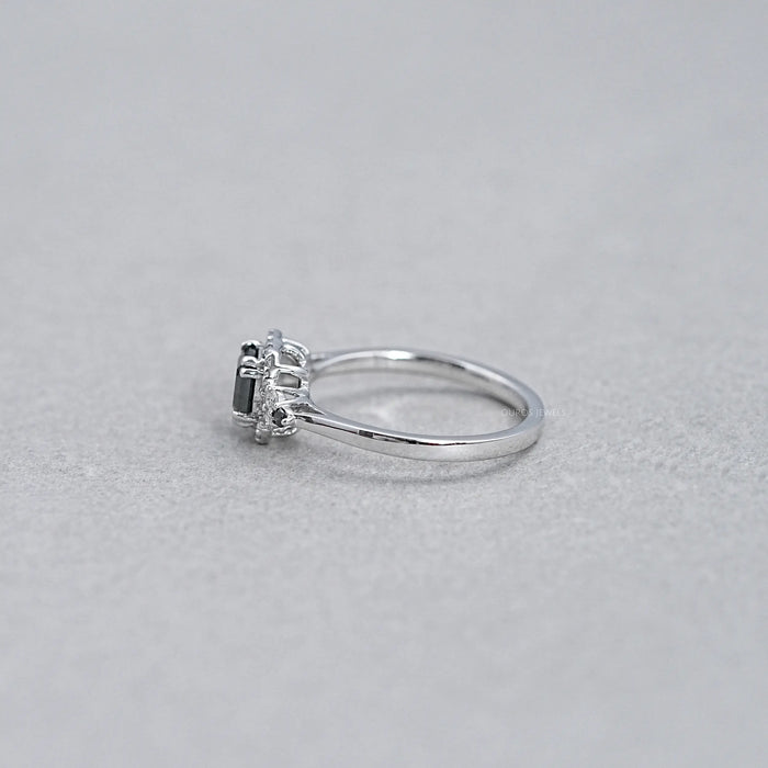 Asscher Cut Black Lab Diamond Halo Ring