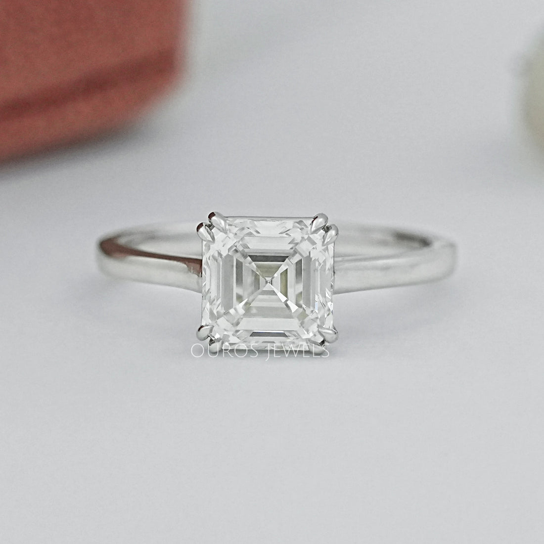 Asscher Cut Solitaire Diamond Engagement Ring Rings