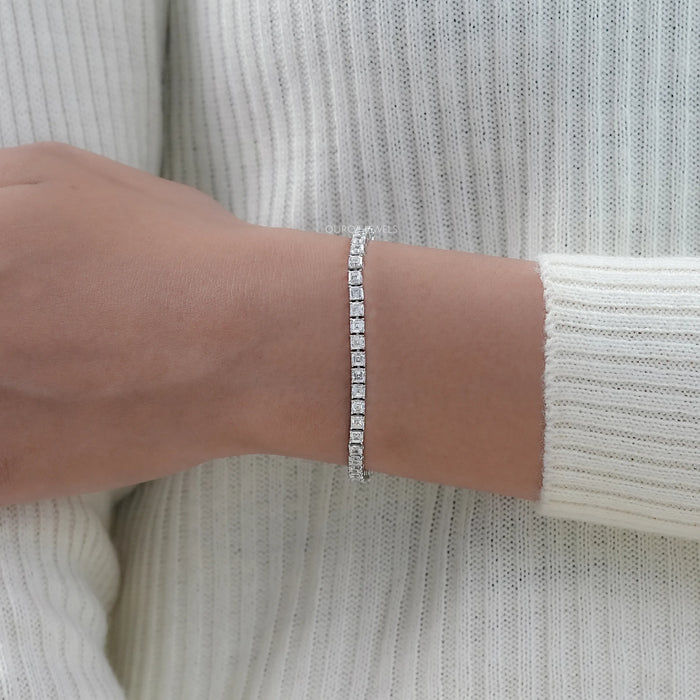 Lab Grown Asscher Diamond Tennis Bracelet 