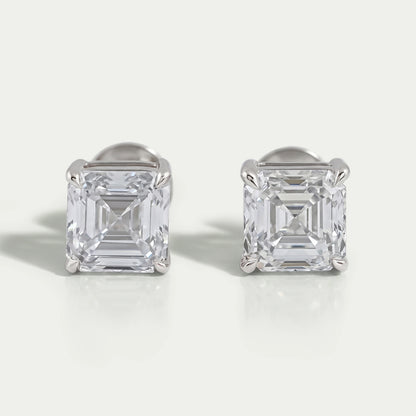 Asscher Cut Lab Made Diamond Stud Earrings
