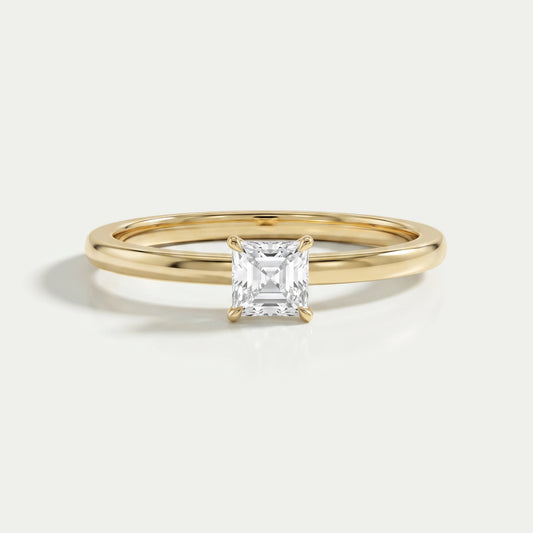 Asscher Cut Solitaire Diamond Promise Ring