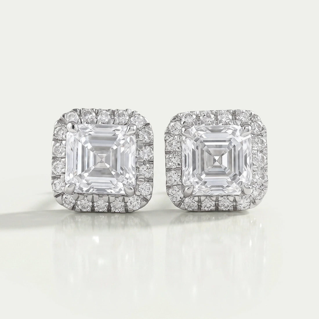 Asscher Lab Diamond Halo Stud Earrings Earring