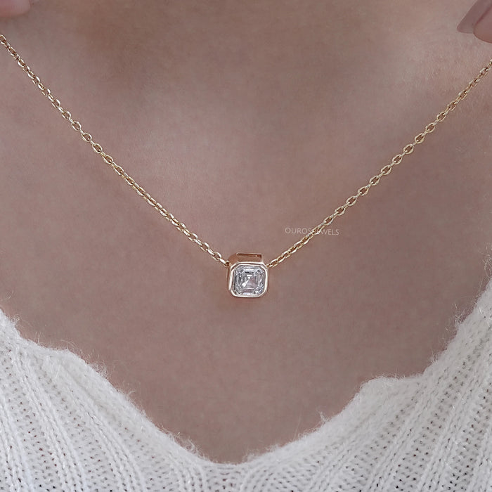 Asscher Lab Grown Diamond Bezel Set Pendant