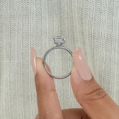 Euro Shank Hidden Halo Princess Cut Diamond Engagement Ring 