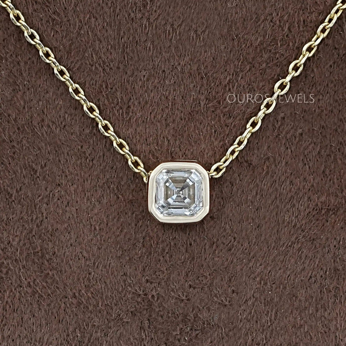 Asscher Lab Grown Diamond Bezel Set Pendant