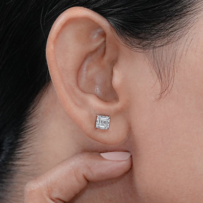 Asscher Cut Lab Grown Diamond Stud Earrings Earrings